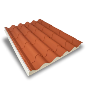 Painel Sandwich Imitação de Telha Lusa cor Barro 40mm