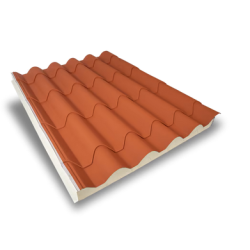 Painel Sandwich Imitação de Telha Lusa cor Barro 40mm