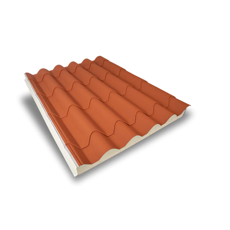 Painel Sandwich Imitação de Telha Lusa cor Barro 40mm