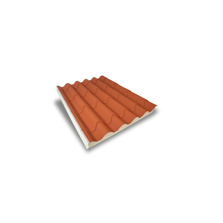 Painel Sandwich Imitação de Telha Lusa cor Barro 40mm